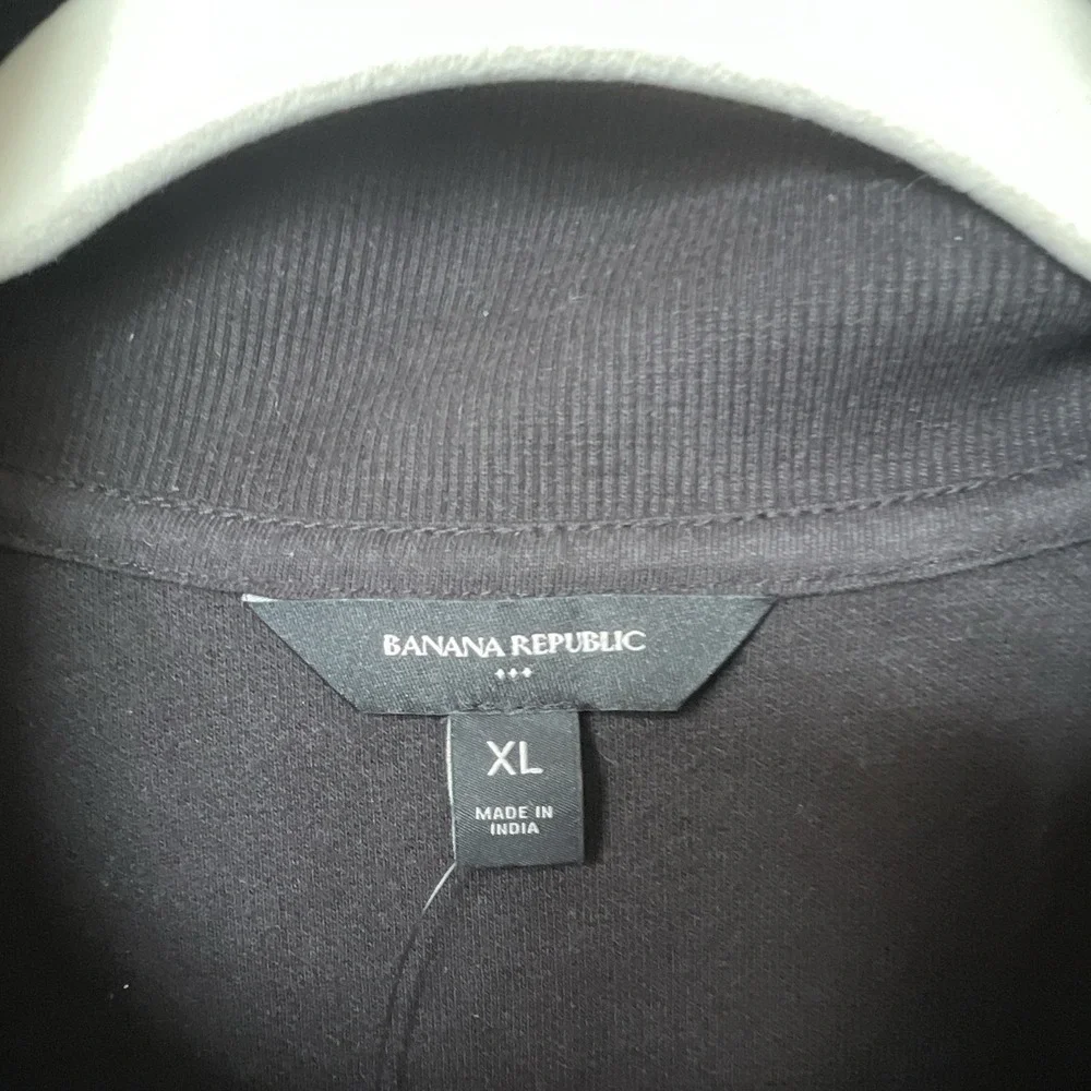 Banana Republic Men's Full Zip Sweatshirt Mock Neck Knit Cotton/Poly Black XL